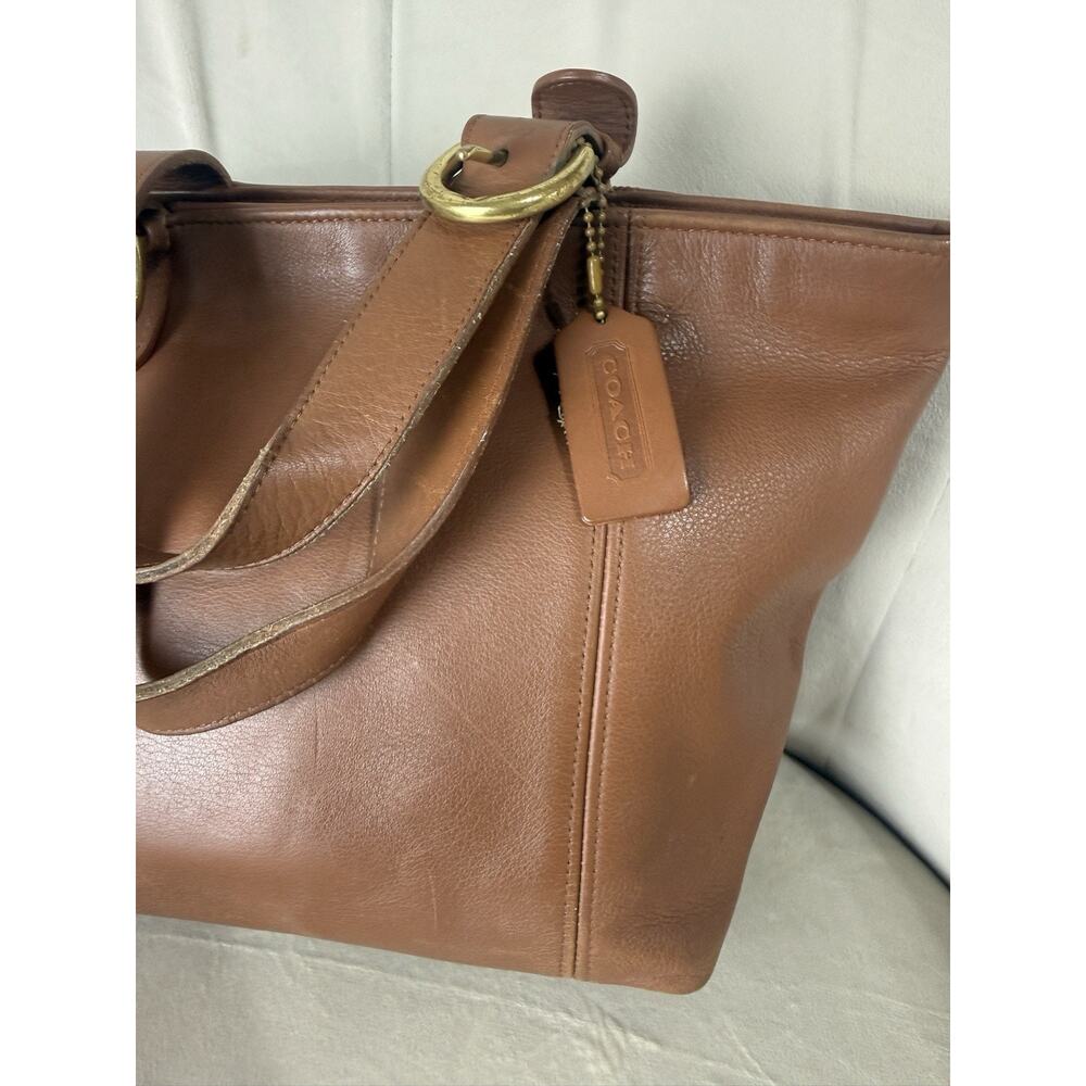 Vintage COACH Brown Leather Waverly Tote Bag Zip Closure 4133 90s USA 12.5x9 - Picture 7 of 16